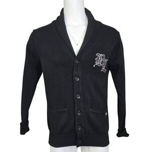 Black Label Premium Gothic Monogram Shawl Collar‎ Cardigan Sweater L